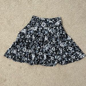 SO Juniors Black & Grey Flower Pattern Skater Skirt